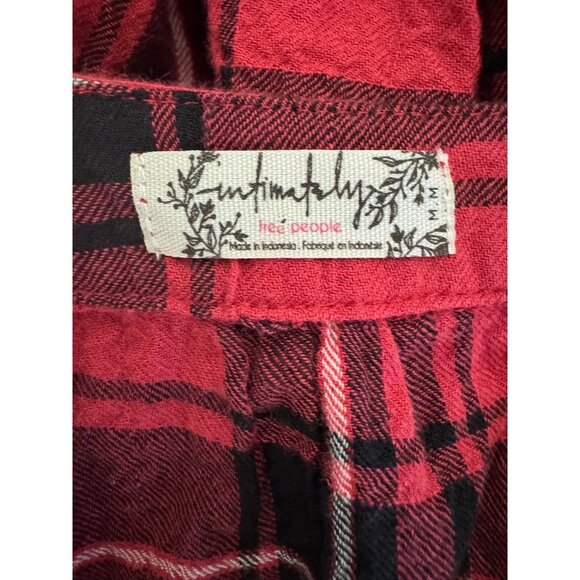 Intimately Free People Not Your Boyfriend's Oversized Red Plaid Tunic Top Size M - Picture 9 of 13